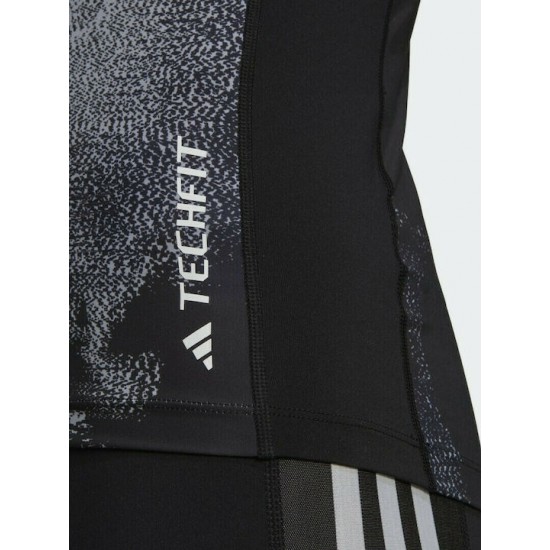 Adidas Techfit Allover Ανδρική Μπλούζα Αμάνικη Μαύρη Ισοθερμικη HK2333 ΑΝΔΡΑΣ